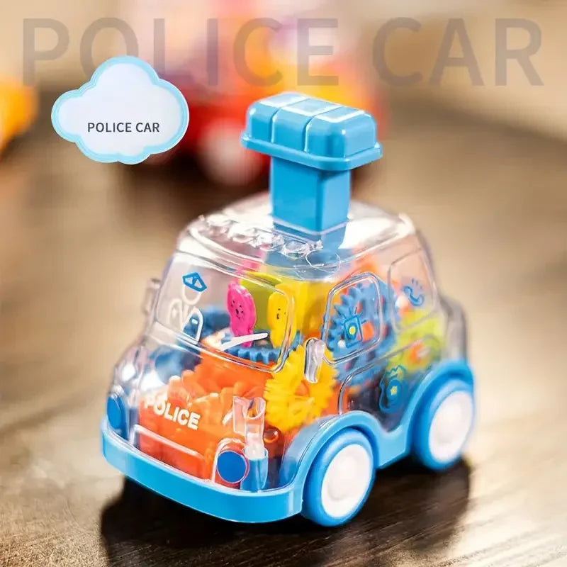 Transparent Gear Toy Car – Press and Go Inertial Vehicle