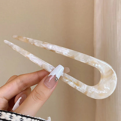 U-Shaped Hair Sticks Acetate Acrylic Hair Fork Hair Clips Fashion Bow Hairpin Geometric Headwear Women Girls Hair Accessories