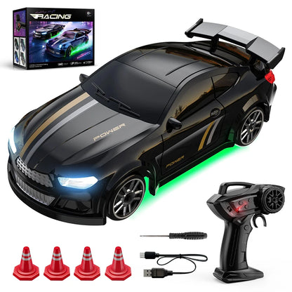 1:64 Mini RC Drift Car with 4WD, LED Lights and USB-C Charging
