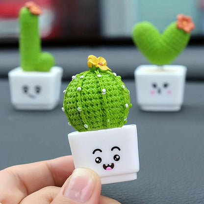 Mini Resin Cactus Decor – Set of 4 Succulent Plant Figurines