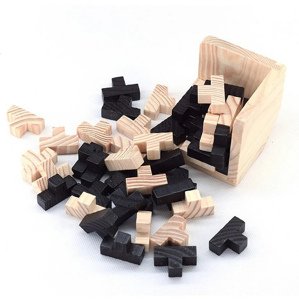 3D Wooden Cube Puzzle – Interlocking Brain Teaser Game