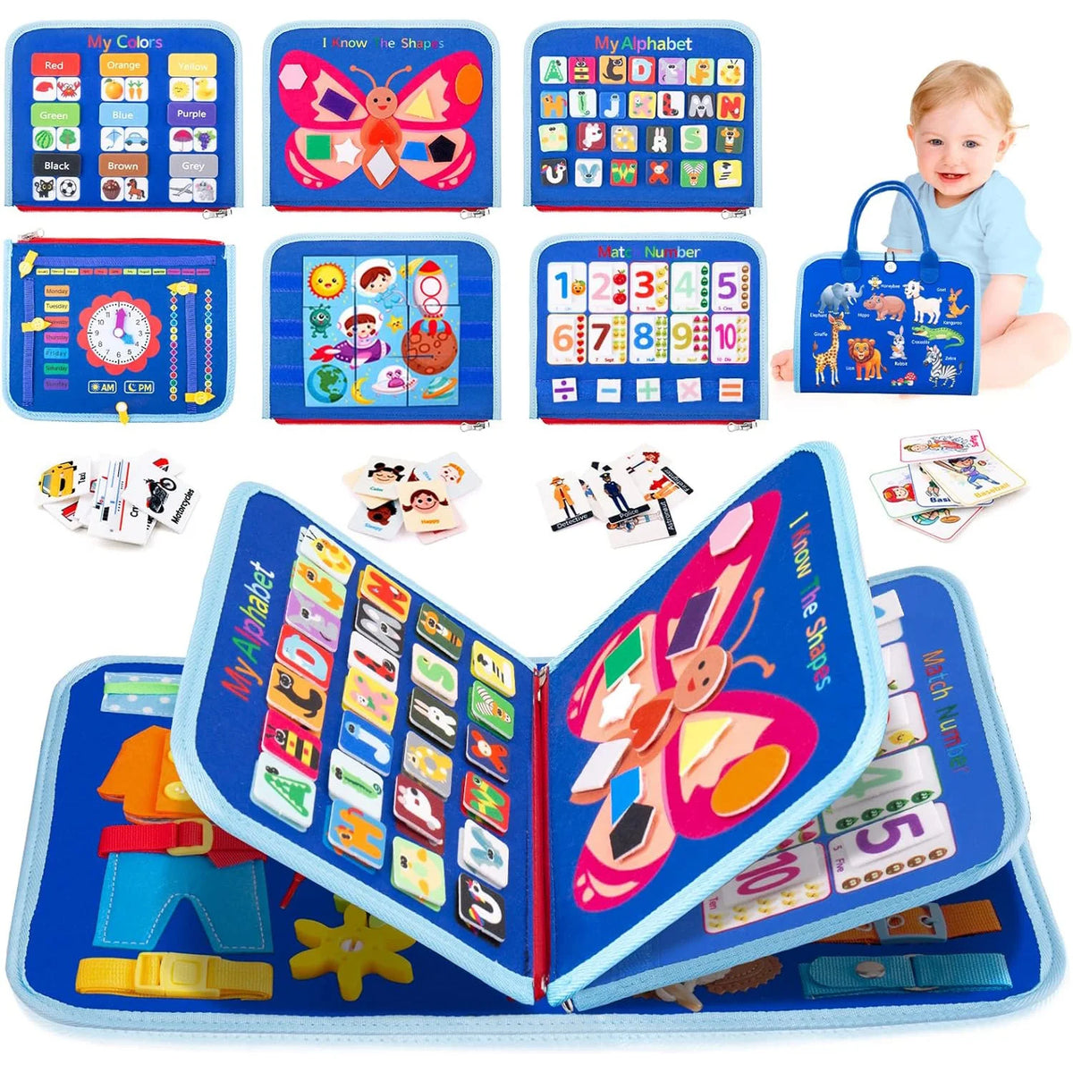 Montessori Busy Board – Toddler Sensory Activity & Learning Toy