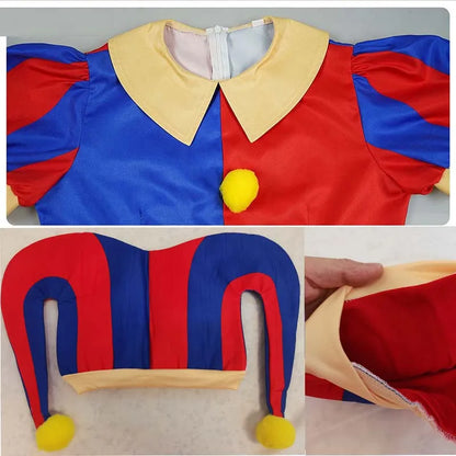 Circus Cosplay Costume Unisex Jumpsuit with Hat & Gloves