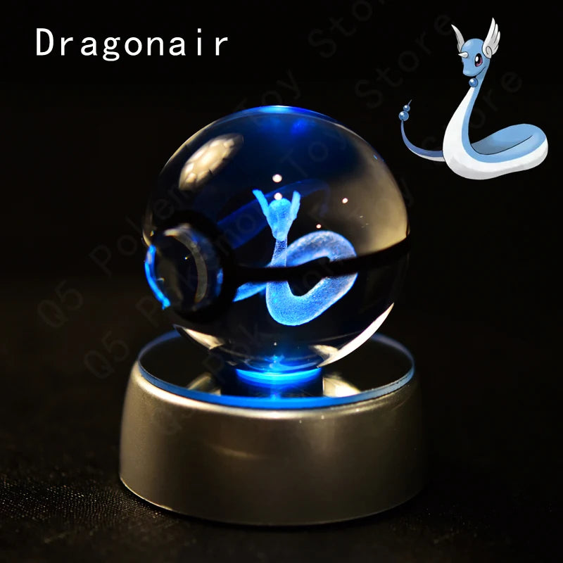 3D Crystal Ball Night Light – LED Glass Lamp with Colorful Base