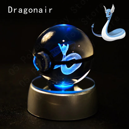 3D Crystal Ball Night Light – LED Glass Lamp with Colorful Base