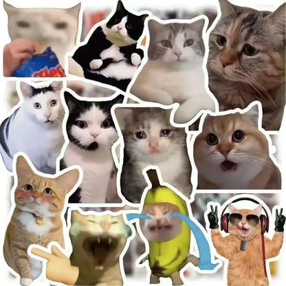 100pcs Funny Cute Cat MEME Animals Stickers Kawaii Decals Scrapbooking Notebook Luggage Laptop Skateboard Sticker Toy
