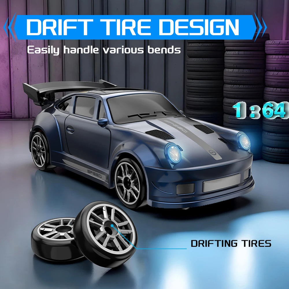 Mini RC Drift Car – 1:64 RWD Remote Control Racing Car with LED Light