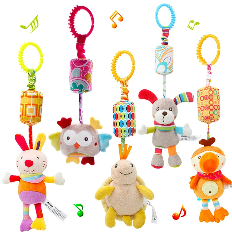 Baby Hanging Rattle – Plush Animal Sensory Toy for Stroller & Crib
