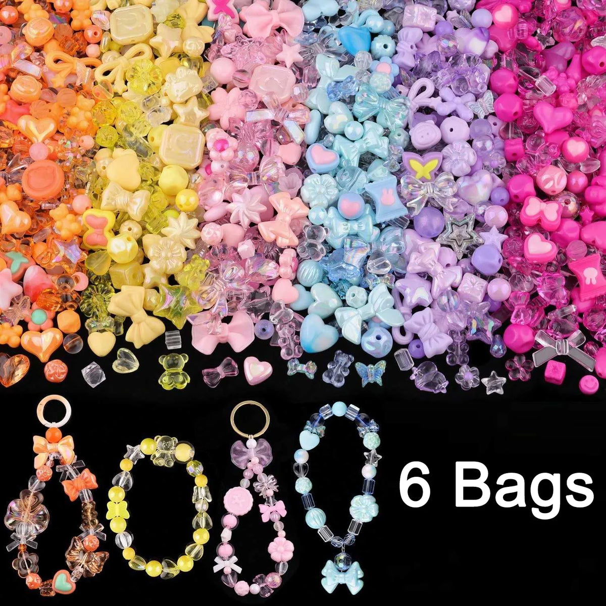 1bag Mixing Style Candy Color Acrylic Beads For DIY Handmade Bracelet Jewelry Making Phone Chain Accessories