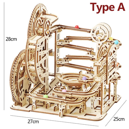 3D Wooden Marble Run – DIY Mechanical Puzzle Building Kit