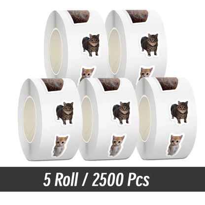 500pcs/roll Cartoon Meme Cat Stickers For School Reward Stickers Classroom Decoration Encouragement Sticker For Student Teacher