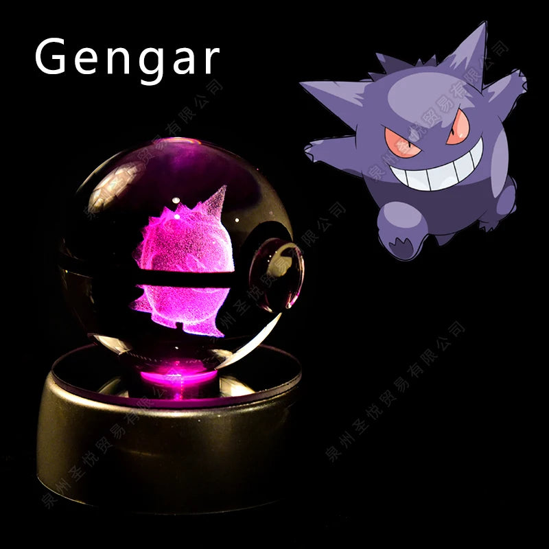 3D Crystal Ball Night Light – LED Glass Lamp with Colorful Base
