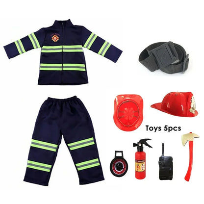 Firefighter Cosplay Costume Kids Uniform Set – Party Dress-Up