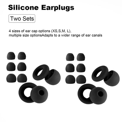 Quiet Ear Plugs for Noise Reduction – Super Soft, Reusable Hearing Protection for Sleep,Swim, Work 8 Ear Tips in XS/S/M/L