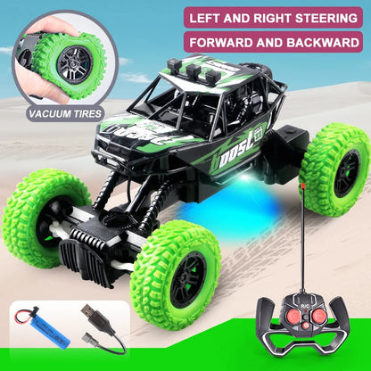 LED Off-Road RC Car with Flashing Lights & Rubber Tires