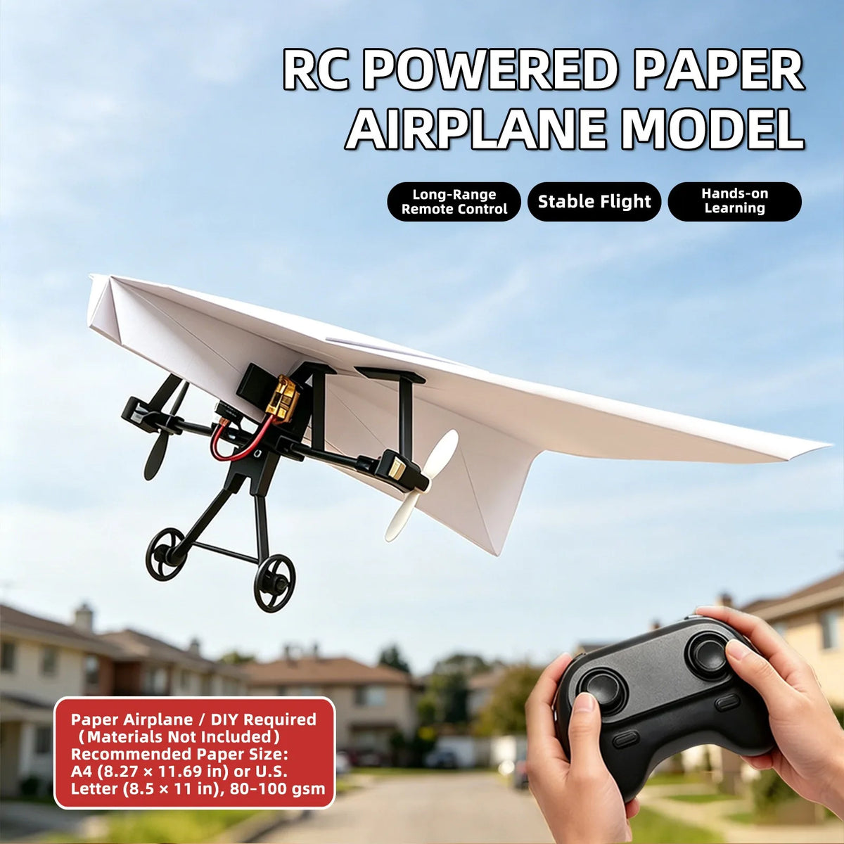 Remote Control Paper Airplane Kit with Electric Power