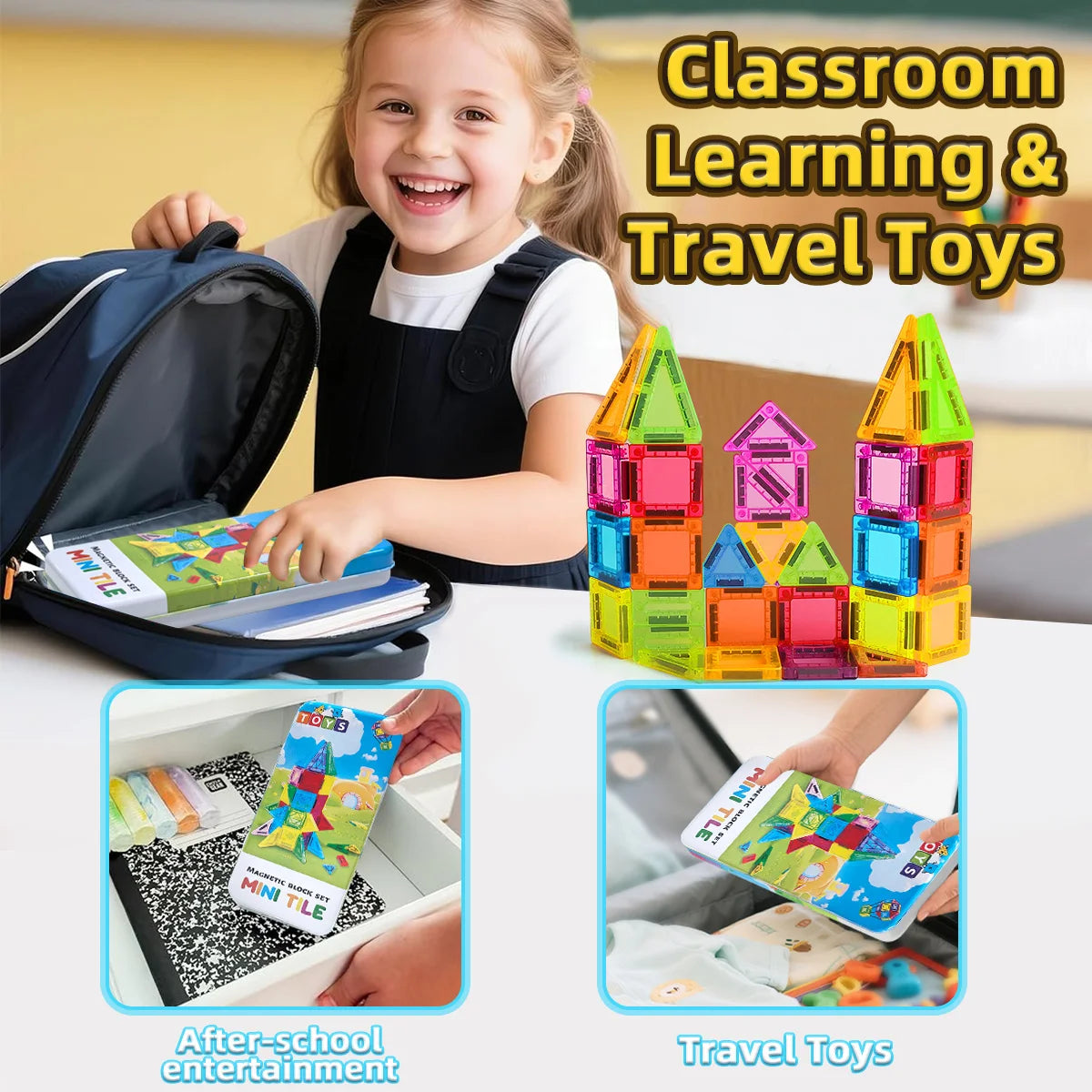 Magnetic Building Blocks Set for Kids with 26 or 38 Pieces
