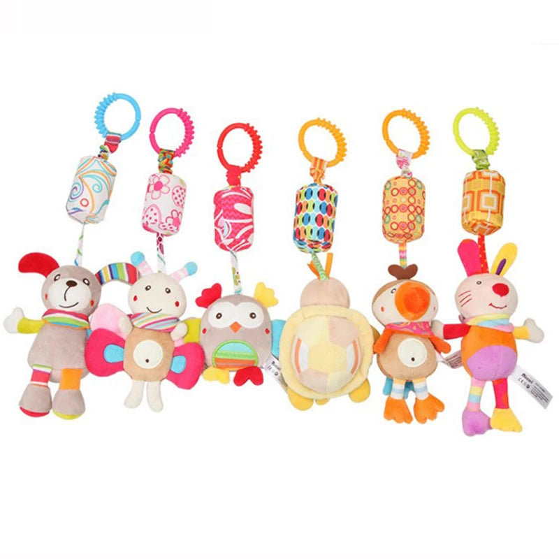 Baby Hanging Rattle – Plush Animal Sensory Toy for Stroller & Crib