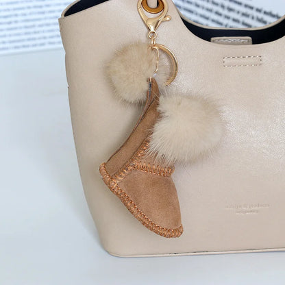 Cat Paw Keychain Fluffy Faux Fur Pom Pom Bag Charm