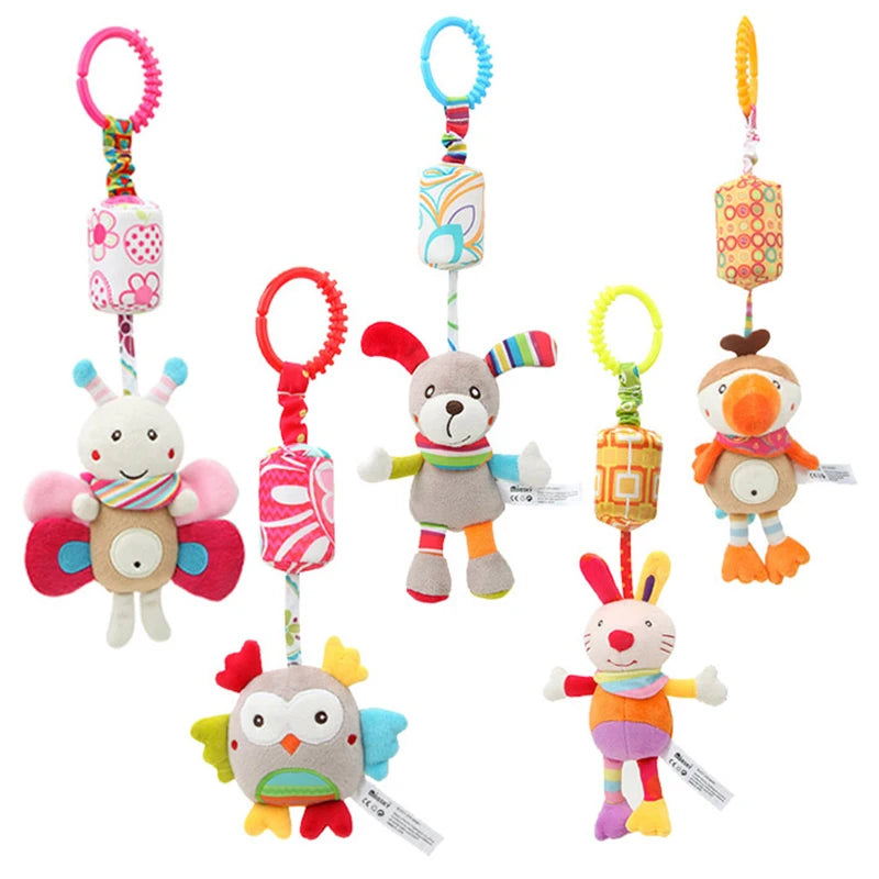 Baby Hanging Rattle – Plush Animal Sensory Toy for Stroller & Crib