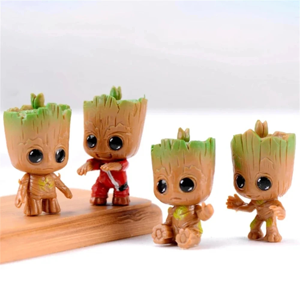 Miniature Tree Character Figurines – Set of 4 Resin Decorations