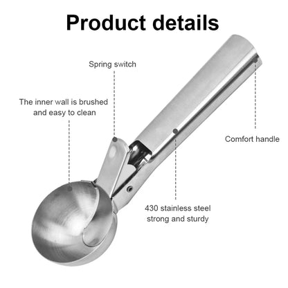 Stainless Steel Ice Cream Scoop – Dual-Purpose Fruit Scooper