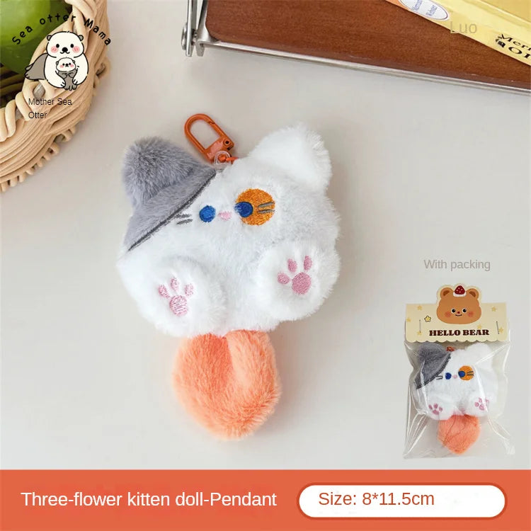 Plush Cat Keychain – Cute Backpack Pendant Charm