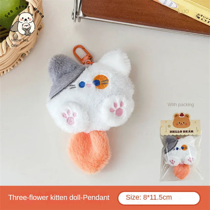 Plush Cat Keychain – Cute Backpack Pendant Charm