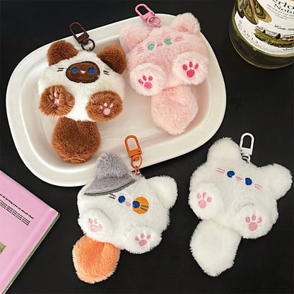 Plush Cat Keychain – Cute Backpack Pendant Charm