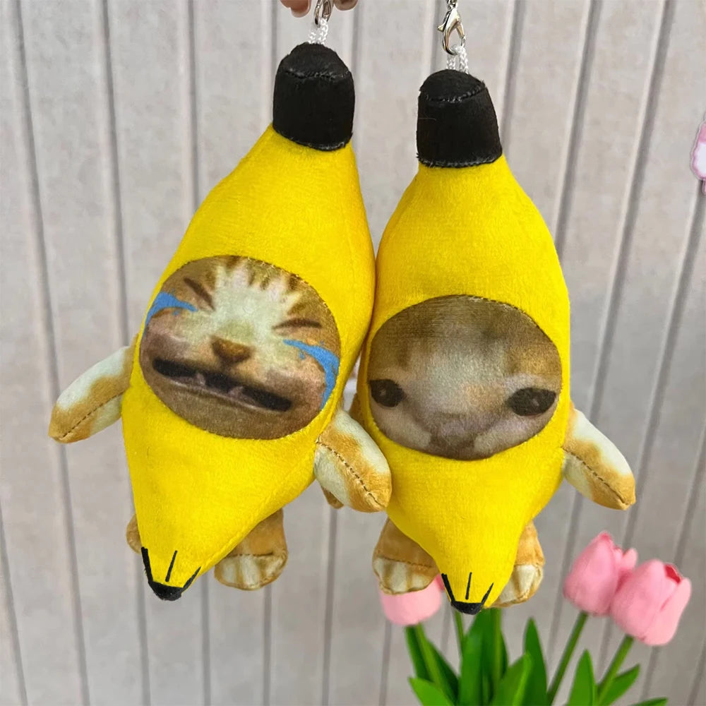 Banana Cat Plush Keychain – 17cm Sound Pendant Toy