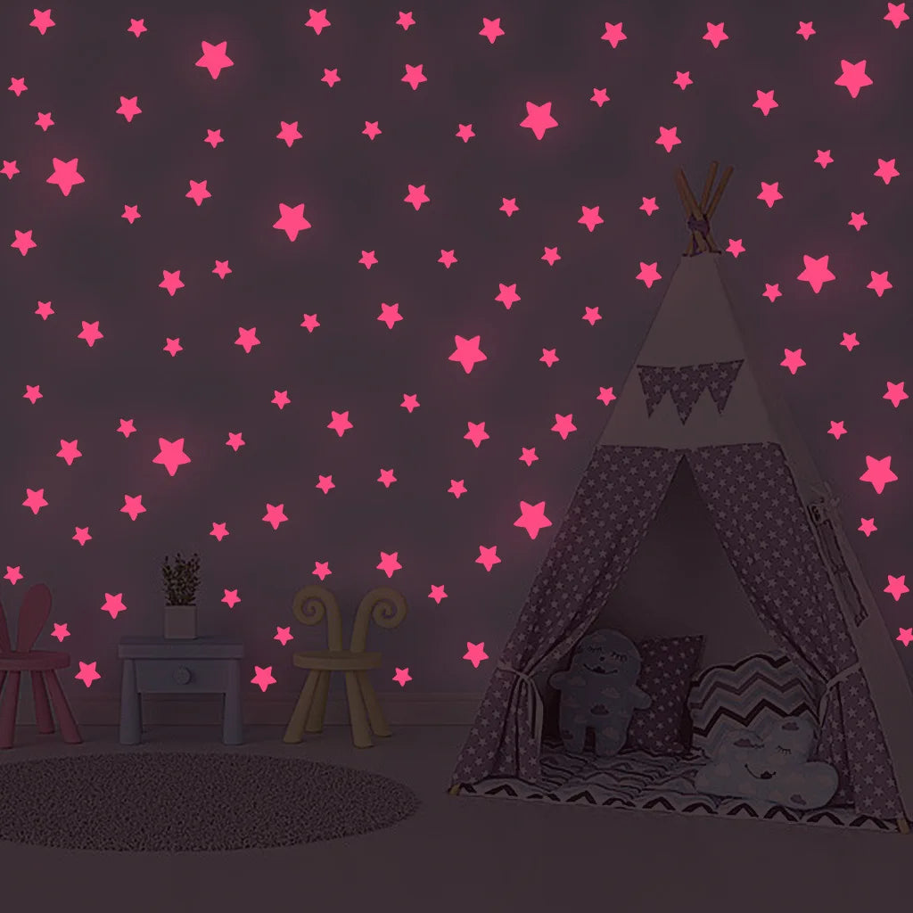 100 Glow in the Dark Star Stickers for Kids Rooms
