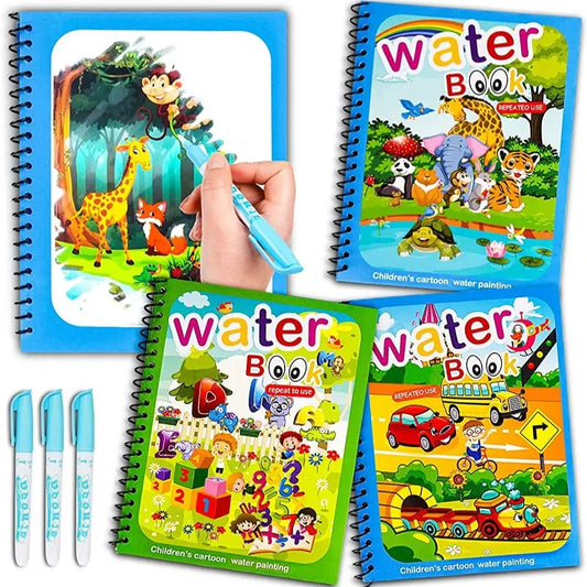 Magic Water Drawing Book – Reusable Coloring Activity Book for Kids