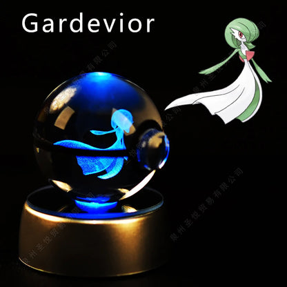 3D Crystal Ball Night Light – LED Glass Lamp with Colorful Base