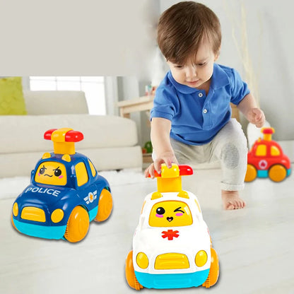 Baby Toy Cars for Toddlers – ABS Push and Go Cartoon Trucks