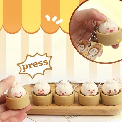 Steamed Bun Keychain Squeeze Fidget Toy Soft Food Shaped 1-8pcs