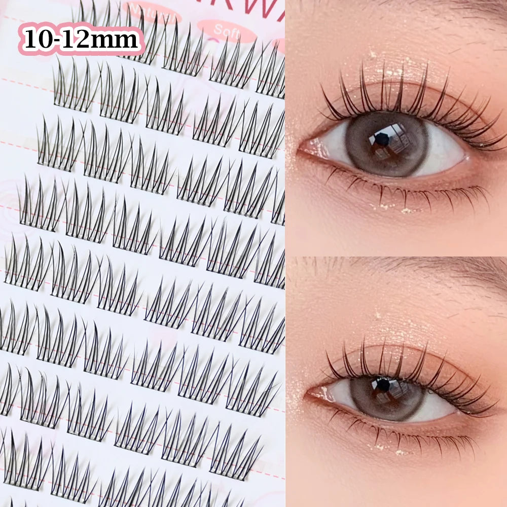 No Glue Needed Idol False Eyelashes Large Capacity 7-9mm Self Adhesive Eyelashes tweezers DIY Lash Extension Cluster Lashes