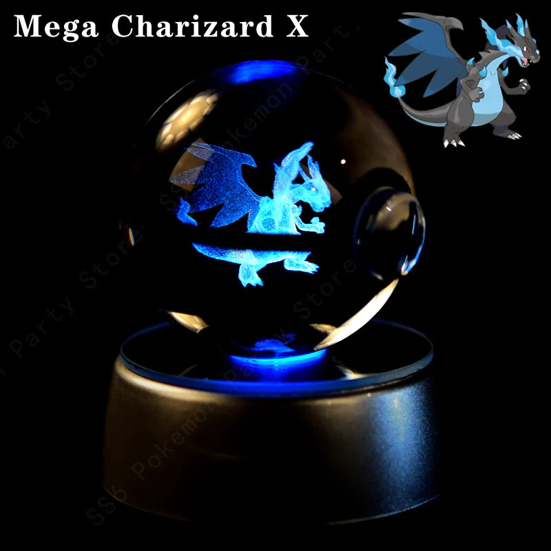 3D Crystal Ball Night Light – LED Glass Lamp with Colorful Base