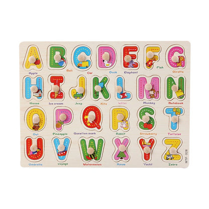 Wooden Puzzle for Toddlers – Alphabet, Number & Shape Matching
