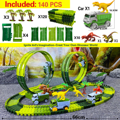 Dinosaur Race Track Toy Set – Flexible Track with Mini Car