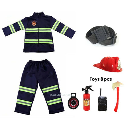 Firefighter Cosplay Costume Kids Uniform Set – Party Dress-Up
