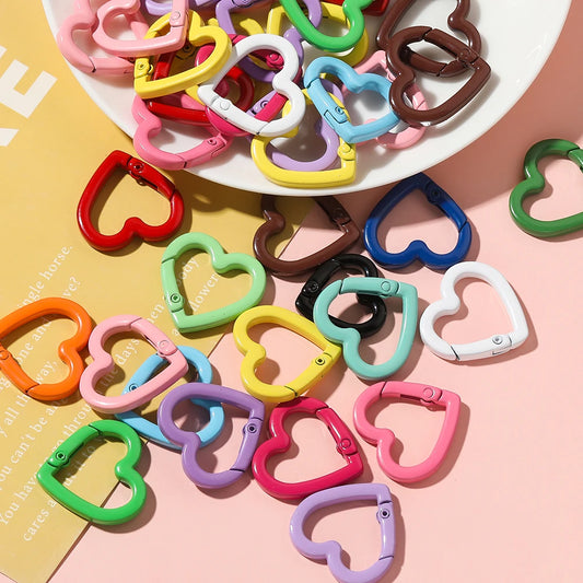 Heart Carabiner Keychain Clip, Metal Spring Clasp for DIY Crafts