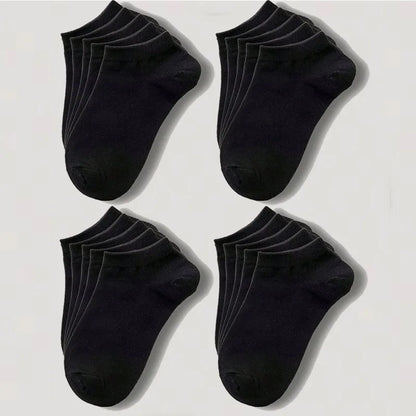 1-20pairs Wholesale Unisex Socks, Breathable Sports Socks, Solid Color Boat Socks, Comfortable Cotton Ankle Socks, White