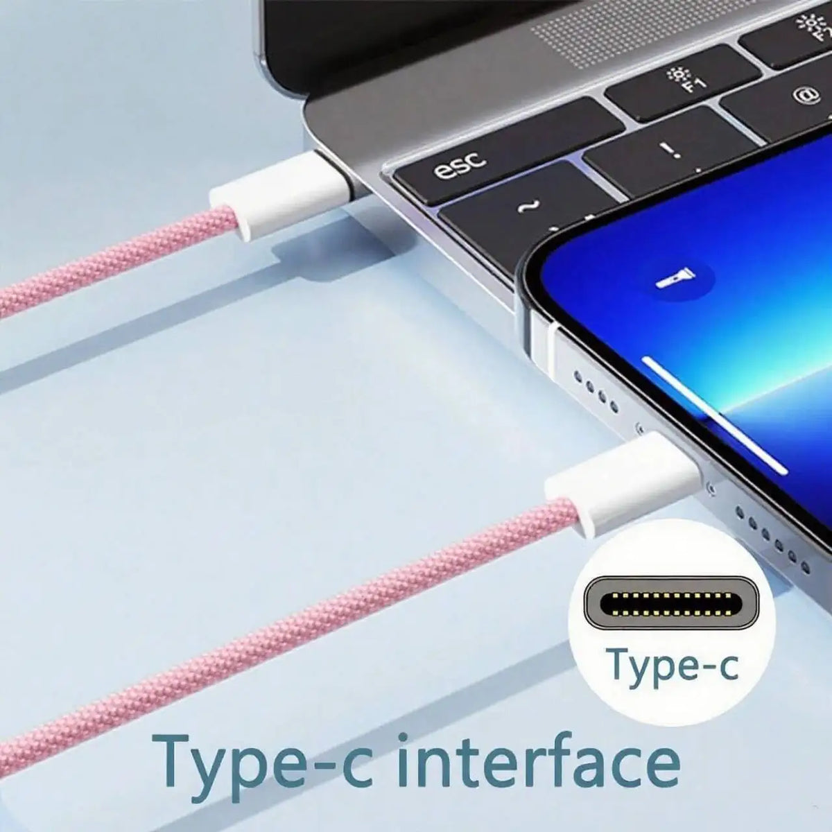60W PD Nylon Braided USB-C to USB C Fast Charger Cable For iPhone 17 16 15 /Pro Max Compatibility Samsung Type C Fast Charging