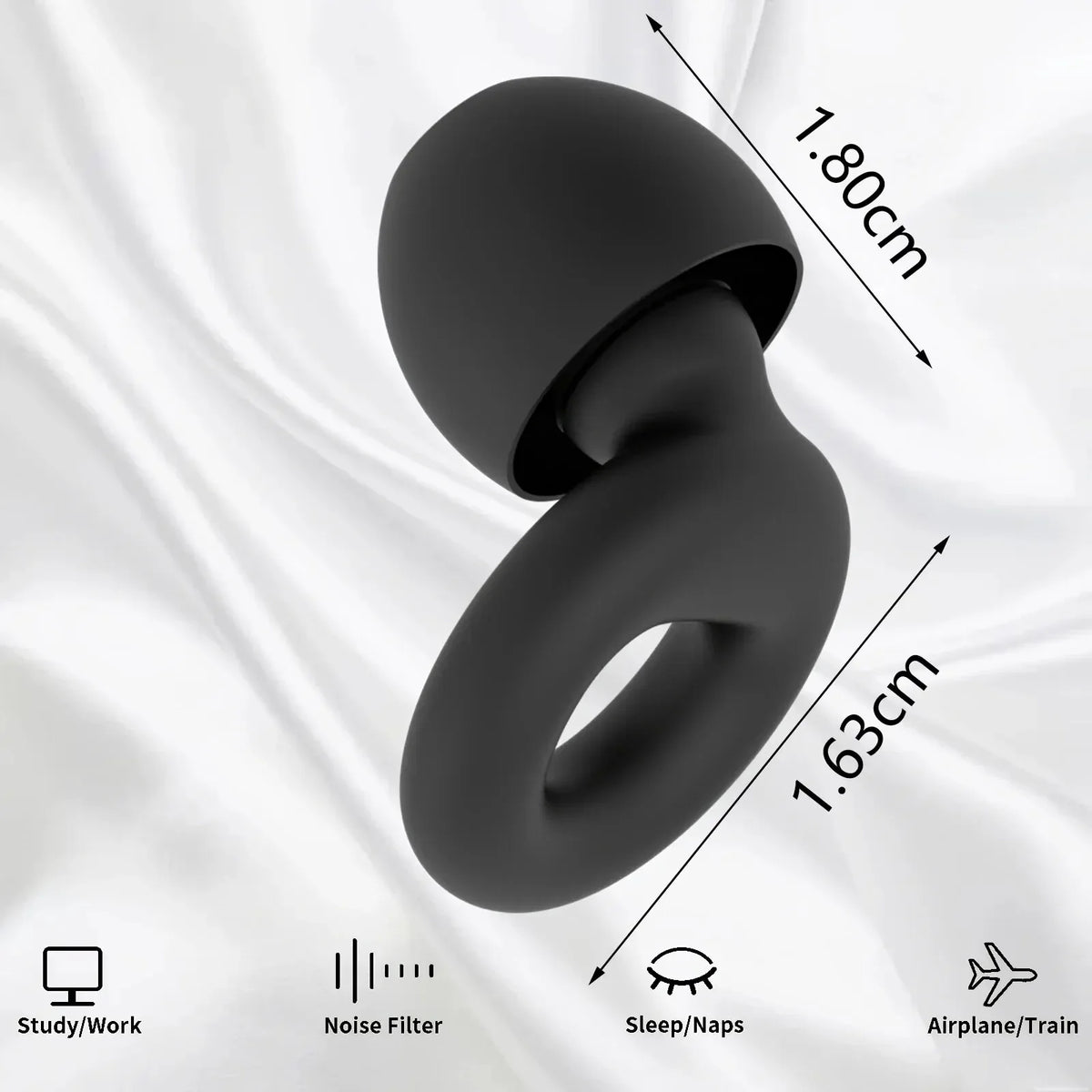 Quiet Ear Plugs for Noise Reduction – Super Soft, Reusable Hearing Protection for Sleep,Swim, Work 8 Ear Tips in XS/S/M/L