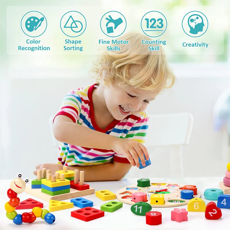 Montessori Wooden Toys – Educational Learning Set for Babies & Kids