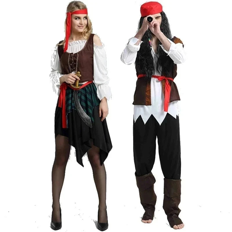 Adult Pirate Costume Unisex Cosplay Outfit – Halloween Carnival Set