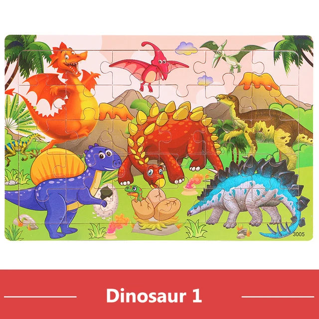 Wooden Puzzle Toys 30-Piece Animal Jigsaw Puzzle for Kids