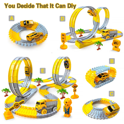Dinosaur Race Track Toy Set – Flexible Track with Mini Car