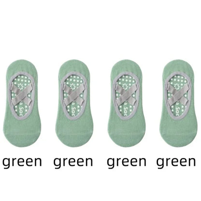 1/ 4Pair Professional Women Yoga Sock Silicone Anti-slip Ballet Pilates Socks Women Backless Breathable Bandage Yoga Sport Socks