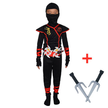 Kids Ninja Costume Set with Hood & Accessories – Halloween Outfit